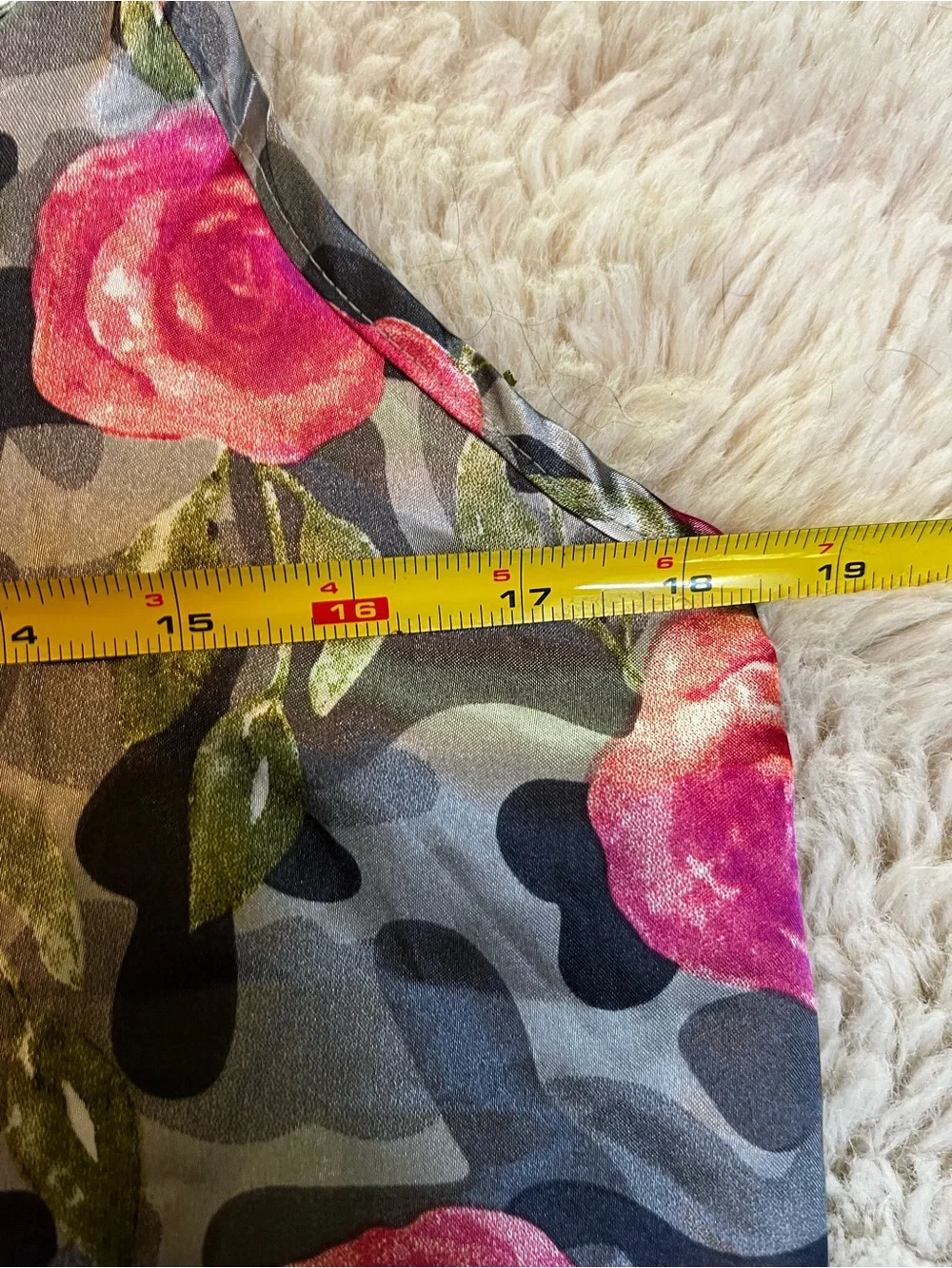 VTG 90s Silky Satin Camouflage Floral Cottagecore Beach Slip Dress Nightgown L - Picture 5 of 5